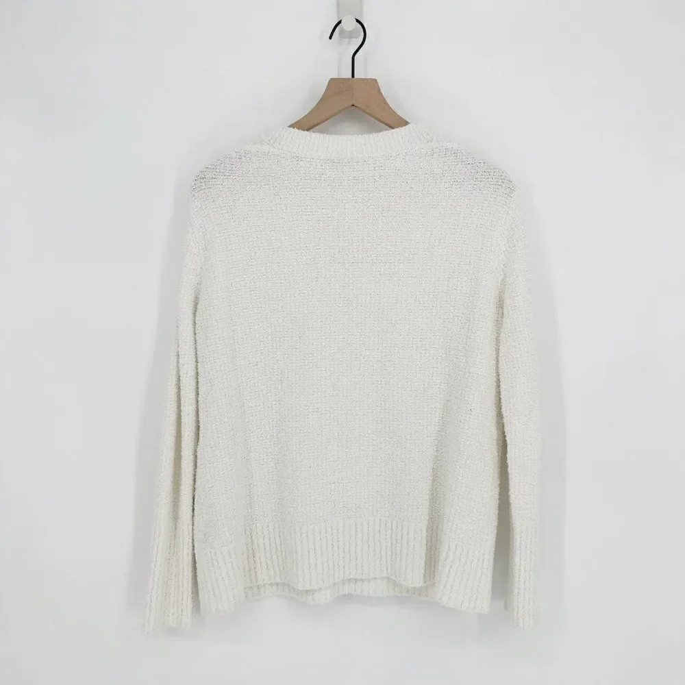Vince Textured Tunic V Neck Sweater Boucle Knit Oversized White Women's Small - Picture 4 of 7